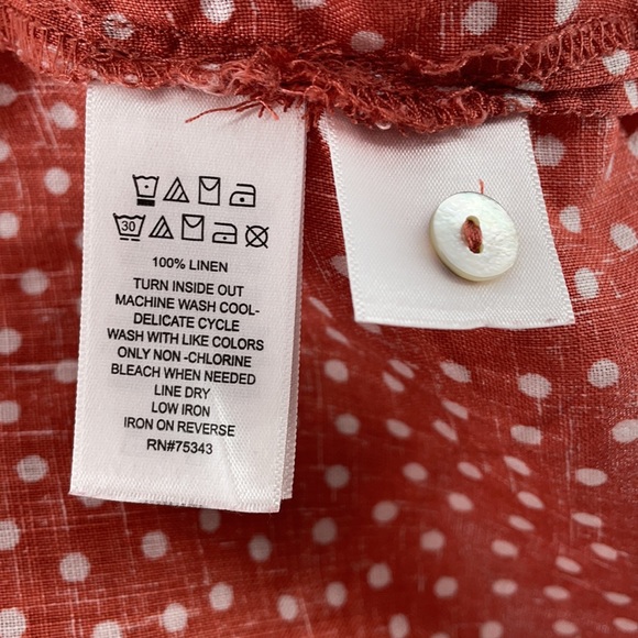 RACHEL ZOE Pure Linen Polka Dot Button Up Shirt S - Picture 7 of 8